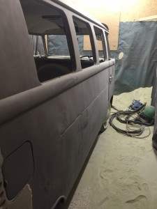 Low Pressure Blasting VW Camper Blasted Side