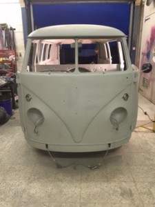 Low Pressure Blasting VW Camper Front Primed