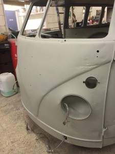 Low Pressure Blasting VW Camper Primed