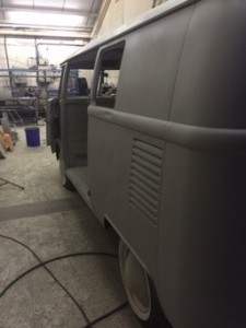 Low Pressure Blasting VW Camper Side 2 Primed